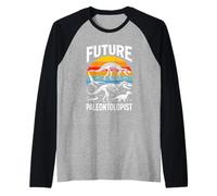Future Paleontologist Dinosaur Skeleton Science Raglan Baseball Tee