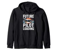 Future Pilot Loading Airplane Aviation Kid Zip Hoodie