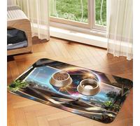 Future Planet Pet Feeding Mat Dog Cat Eating Food Absorbent Leather Tablecloth for and Water Bowl Waterproof No Stains Quick Dry Non-Slip 23.62 * 15.75IN