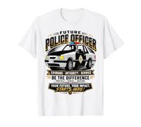 Future Police Officer Courage Integrity Service Value Graphic T-Shirt, Men, White, M