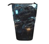 Future Robot Expandable Stand Pencil Pouch, Multi-Design Oxford Fabric, Adjustable Height, Multi-Use Cosmetic Bag