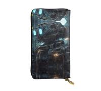 Future Robot Long leather wallet, portable credit card holder, zippered coin purse, and ID compartment