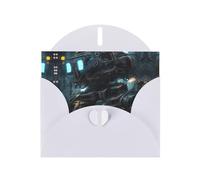 Future Robot patterns White Pearlescent Paper Holiday Cards 6x4 Inches - With Envelopes for Birthdays, Weddings, and Condolences