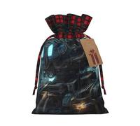 Future Robot Print Christmas Drawstring Bags Snack Wrap, Reusable Holiday Treat Sacks for Presents M