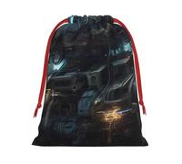 Future Robot Print Holiday Drawstring Bag, Treat Pouch Wrap,Reusable Event Favor,Daily Storage Bag M