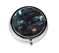Future Robot Round Pill boxï¼ŒPill Boxï¼Œ Portable On-The-Go Pocket Pharmacy,