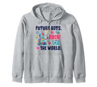 Future Robots Rock the World Graphic Robot lover Kids Zip Hoodie
