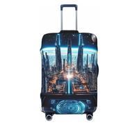 Future Science Fiction City Elastic Travel Luggage Cover Suitcase Protector, Print Suitcase Baggage Cover Anti-Scratch