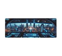 Future Science Fiction City Mouse Pad In Big Extended Non-Slip Rubber Base Mousepad With Stitched Edges Gaming Pc Desktop Large Mouse Pad 11.8x31.5