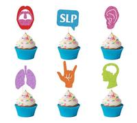 Future SLP Cupcake Toppers - 24 Pack Speech Therapy Graduation Decorations - Food Picks for Speech Language Pathologist Party Supplies