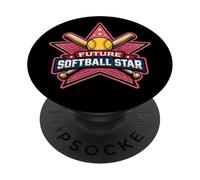 Future Softball Star Kids Player Lover Child Girl Team PopSockets Adhesive PopGrip