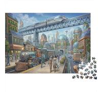 Future Steam Train 1000 Piece Jigsaw Puzzle,Adults & Kids 14+,Stress Relief,Home Wall Decor,Impossible Challenge,Premium Cardboard,Gift Idea,Educational Toy 52x38cm