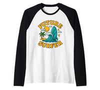 Future Surfer Ocean Surfing Waves Vibes for Kids Raglan Baseball Tee