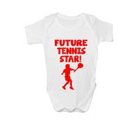 Future Tennis Star/Sport ~ Funny Babygrow ~ Babies Gift Boy/Girl Vest Babies 3-6 White