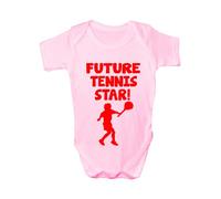 Future Tennis Star/Sport ~ Funny Babygrow ~ Babies Gift Boy/Girl Vest Babies 6-12 Pink