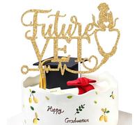 Future VET Cake Topper, Congrats Veterinarian Cake Decorations, Class of 2026 Vet/Medical School Graduation Party Decorations Supplies Gold Glitter