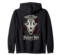 Future Vet Gothic Canine Skull Veterinary Student Vet Zip Hoodie