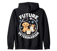 Future Veterinarian Adorable Pet Trio Illustration Zip Hoodie