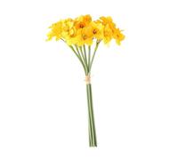 FUTUREORYY 1 Bunch Lifelike Yellow Artificial Daffodil Bouquet Heads Silk Flower Adornment for Home Decoration Wedding Centerpieces Photography Props Indoor Rustic Floral Arrangement