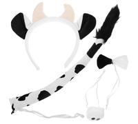 FUTUREORYY 1 Set Cow Costume with Headband Bow Nose Prop Tail Animal Accessory for Halloween Cosplay and Parties for Adults Multi Purpose Fancy Dress Supplies