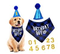 FUTUREORYY 1 Set Dog Birthday Decorations with Pompom Party Hat Happy Birthday Bandana Soft Pet Bib for Puppy Celebration Dog Party Supplies for Memorable Photos