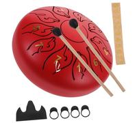 FUTUREORYY 1 Set Ethereal Steel Tongue Drum Set Tone Percussion Instrument for Beginners for Meditation and Relaxation Includes Complete Accessories Chinese Red
