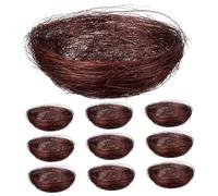 FUTUREORYY 10pcs Handmade Artificial Bird Nests Brown Raffia Perching Decorations for Easter and Home Garden Ornamental Display