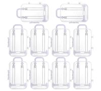 FUTUREORYY 10pcs Mini Plastic Rolling Trolley Case Set - White Mini Suitcase Jewelry Boxes for Travel Theme Party Favors, Wedding Birthday Decorations, Tiny Storage Boxes