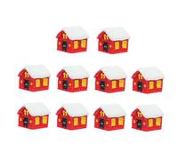 FUTUREORYY 10Pcs Mini Resin Christmas House Ornaments Micro Landscape Decor for Desktop DIY Xmas Village Scene Craft Holiday Party Decoration