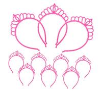 FUTUREORYY 10pcs Pink Crown Headbands for Birthday Party Accessories Vibrant Hot Pink European American Hairbands Stylish Childrens Party Crowns for Celebration