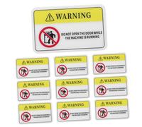 FUTUREORYY 10pcs PVC Machine Safety Warning Stickers Self-adhesive High Visibility Do Not Open Door While Running Labels for Industrial Equipment Compliance