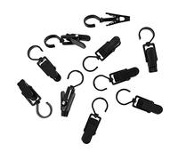 FUTUREORYY 10Pcs Rotatable Plastic Curtain Clips Valance Rings Coat Hooks Black Flexible for Home Office Hotel Living Bedroom Bathroom