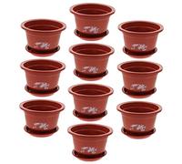 FUTUREORYY 10pcs Round Thickened Flower Pots with Drainable Saucer, Red Indoor Plant Pots for Houseplants, 21cm Diameter Garden Planter Accessories