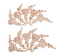 FUTUREORYY 10pcs Solid Wood Rose Carved Corner Onlays Unpainted Appliques for Furniture Door Bed Cabinet Easy to Install European Style Wood Decorations for Home Renovation