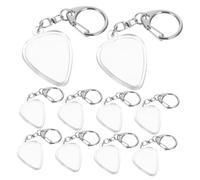 FUTUREORYY 10PCS Transparent Guitar Pick Holder Keychain Case with Pendant Design Portable Plectrums Storage Box for Acoustic Electric Guitar Accessories Quick Access Stylish Keyring