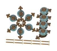 FUTUREORYY 10pcs Vintage Bronze Drawer Pulls with Glass Accents Single Hole Ethnic Style Cabinet Handles for Wardrobe Dresser Cupboard Furniture Hardware Replacement