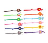 FUTUREORYY 12pcs Adjustable Dog Flower Collars with Bells for Small Pets Soft Breathable Lightweight Breakaway Buckle for Photoshoots and Outdoor Activities