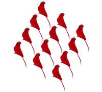 FUTUREORYY 12Pcs Christmas Cardinal Red Birds with Clip Xmas Tree Bird Decorations for Garden and Wreath Seasonal Holiday Ornamental Set