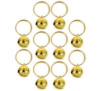 FUTUREORYY 12pcs Gold Copper Dog Collar Bells Round Pet Pendants with Clear Ring Anti-lost Training Accessories for Dogs and Cats Festive Metal Hanging Charms for Outdoor Use