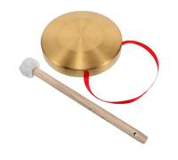 FUTUREORYY 15cm Alloy Copper Gong Instrument Set with Wooden Mallet Mini Handheld Chinese Percussion Gong for Boys and Girls and Traditional Celebrations with Red Hanging Ribbon