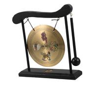 FUTUREORYY 1set Brass Feng Shui Gong Bell Ornament for Desk Decor Positive Energy Desktop Decoration with Stand Traditional Chinese Design Attracts Luck and Prosperity