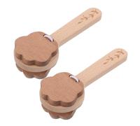 FUTUREORYY 2 Pcs Wooden Castanets with Long Handle Percussion Clappers Friendly Grip Natural Tone Musical Instruments for Coordination Development Classroom Rhythm Early Music Education