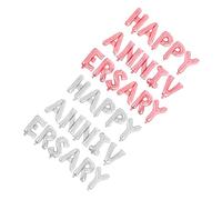 FUTUREORYY 2 Sets Happy Anniversary Balloons Aluminum Foil Balloon Kit Silver and Rose Gold Elegant Wedding Anniversary Party Decorations for Romantic Celebrations Quick Inflate Reusable