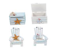 FUTUREORYY 2 Sets Nautical Beach Chair Ornament Miniature Wooden Chairs Box Mediterranean Style Home Decor for Beach Themed Parties Living Room Bedroom Office More