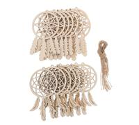 FUTUREORYY 20pcs Wooden Dream Catcher Hanging Decoration Crafts DIY Wood Craft Supplies Wooden Dream Catchers Cutouts Beige