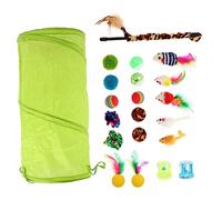 FUTUREORYY 21pcs Interactive Cat Teaser Wand with Pendants and Bells Cat Teasing Stick Kitten Accessories for Indoor Play and Exercise Random Color