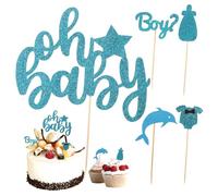 FUTUREORYY 25Pcs Boy Birthday Cupcake Toppers Glitter Cake Inserts Decorations for Boys Party Sweet Dessert Decor Supplies