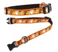 FUTUREORYY 2pcs Adjustable Nylon Pet Halloween Collar Leash Comfortable Durable Unique Holiday Patterns to Celebrate Halloween