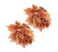 FUTUREORYY 2pcs Autumn Leaf Candle Rings with Maple Leaves Handmade Fall Floral Wreaths for Thanksgiving Table Centerpieces Holiday Party Decor Indoor Cozy Atmosphere