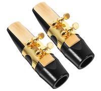 FUTUREORYY 2pcs Black Alto Saxophone Mouthpiece with Gold Ligature Plastic Material Warm Tone for Jazz Classical Contemporary Music Studio and Live Performance